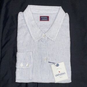 UNTUCKit White & Blue Pinstripe Shirt